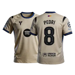 2025 26 New Away Yellow No.8 Pedri Short Sleeves Long Sleeves Football Jerseys