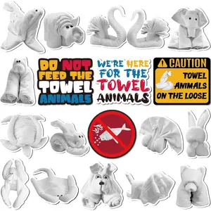 17PCS Cruise Door Magnets Decorations, Funny Animal Towel Magnetic Ship Cabin Decor, Fridge Magnet, Refrigerator Decorating Magnet