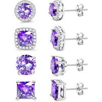 18K White Gold Plated - Purple CZ