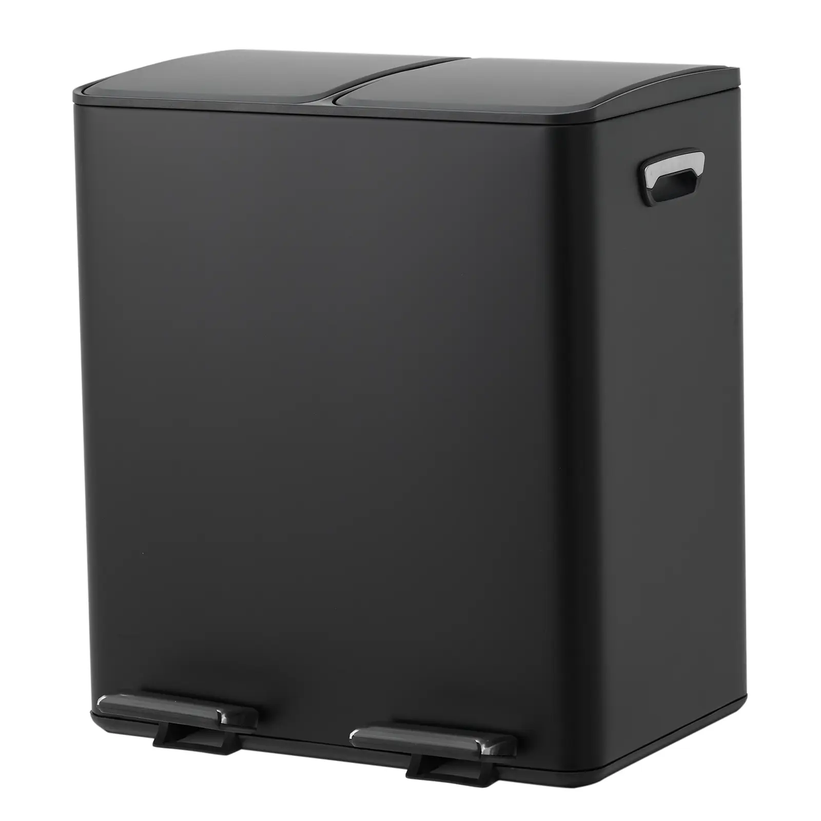 Dual Compartment Trash Can with 2 x 5.3 Gal Removable Bins, Stainless Steel Recycling Bin, Step-On Kitchen Garbage and Recycle Bin Combo with Soft Close Lid, Fingerprint-Resistant Rectangular Waste Bin for Home