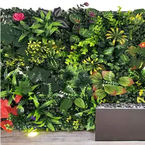 1pc/25cm*25cm Artificial Plant Wall, Plastic Fake Flowers Background, Wall Decor for Mall Store Greenery, Scene Making Decoration