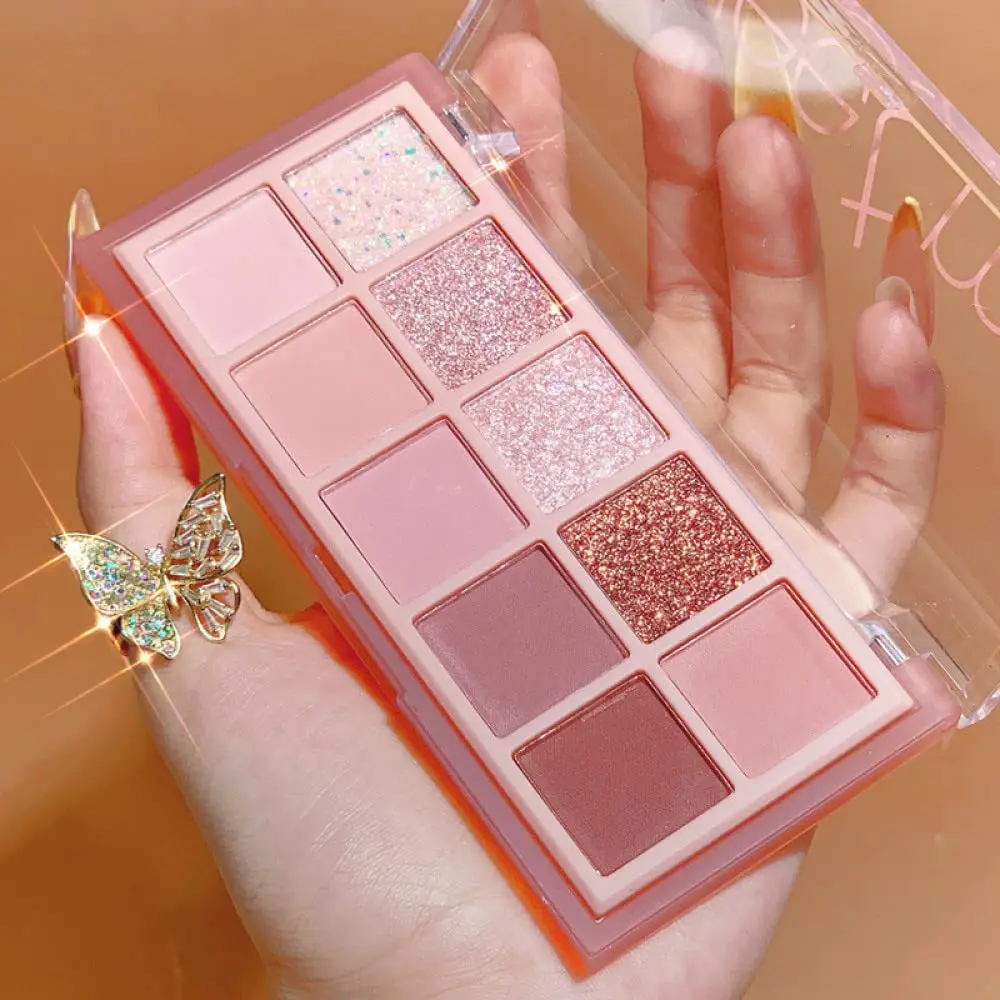 10 Colors Eyeshadow Palette,Matte&Glitter&Shimmer Eyeshadow Makeup,Pink Powder Light Pink Eye Shadow Shades,Naturing-Looking,Waterproof Eye Shadow Palette Makeup,03