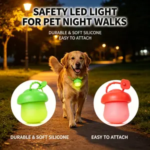 Mushroom Pet Collar LED Light Charm, USB-C Rechargeable, 3 Light Modes, Natural Rubber, home decoration, birthday gift, stress-relieving, Universal Fit