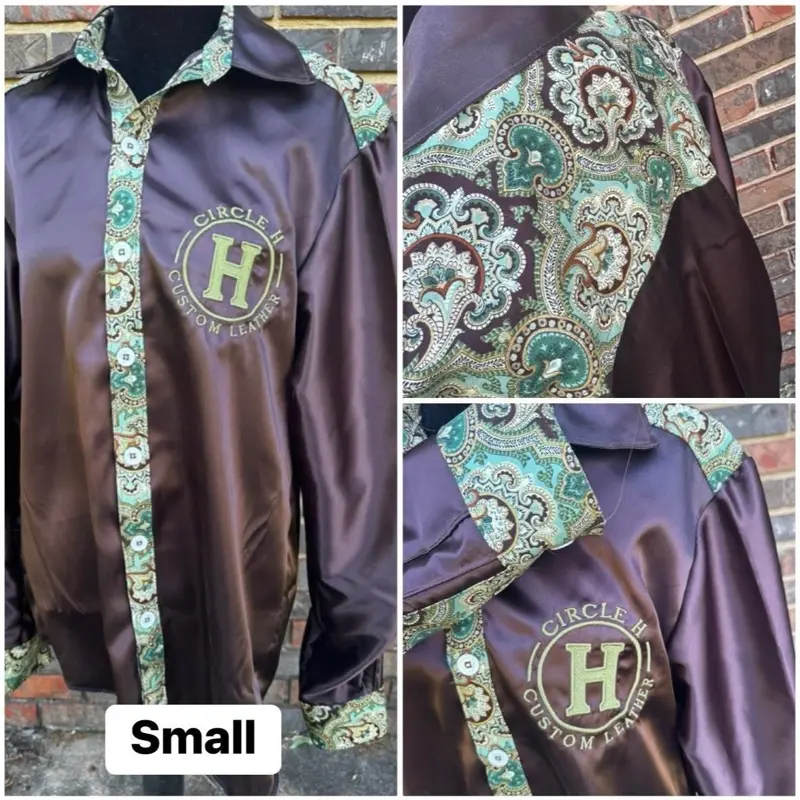 Circle H Custom Leather Long Sleeve Women's Rodeo Shirt with Flashy Design, Comfortable Fit, No Silk, No Print, Casual Style - Top, Womenswear, Blouse