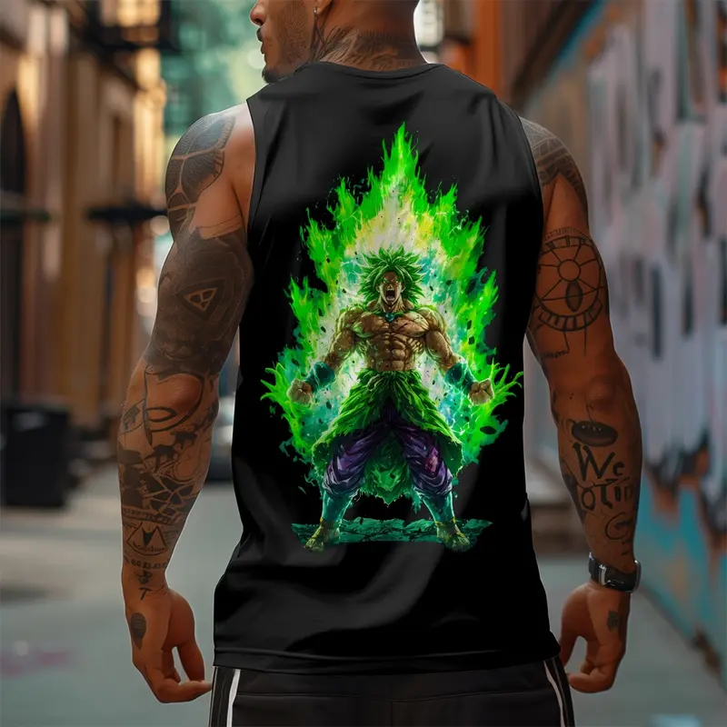 Dragon Ball DBZ Broly Unisex Summer outfits men streetwear 80s 90s graphic tees cotton Anime tank tops men gifts