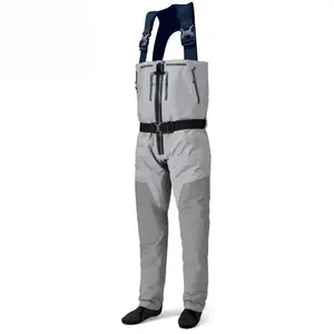 Breathable Zip-Front Chest Fishing Waders Waterproof Zippered Stockingfoot Waders Welded Seams Upstream Wading Gear for Hunting