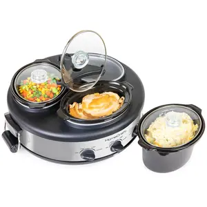 HomeCraft Triple Round Oval 1.5 Qt. Cooker Buffet HomeCraft Triple Round Oval 1.5 Qt. Cooker Buffet