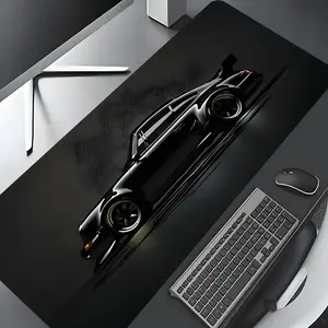 Edgy Black Car Speed Aesthetic Art Large Gaming Mouse Pad, Stylish Desk Protector with Non-Slip Rubber, Multi-Size for Laptop & Desktop Use, Extended Mousepad, Desk Accessories
