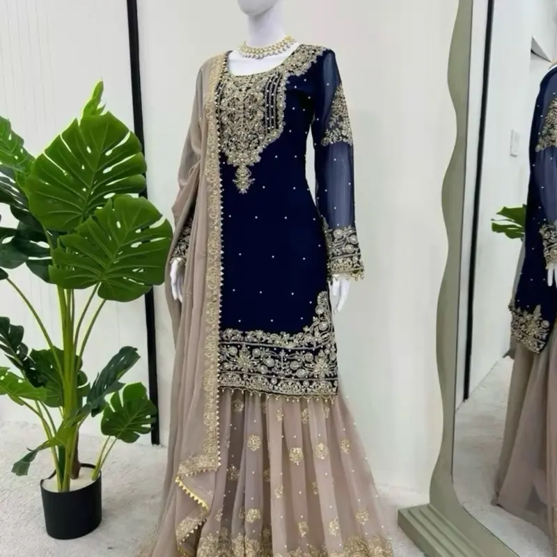 Navy blue gold Indian sharara gharara dress party formal wedding Pakistani dress medium size - TikTok Shop Navy blue gold Indian sharara gharara dress party formal wedding Pakistani dress medium size - TikTok Shop