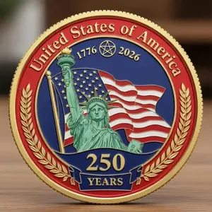 USA 250 Years Statue Of Liberty Flag Commemorative Coin, Patriotic History Keepsake For Men Women, 1776 To 2026 American Souvenir Gift | 250326.C00690.ID03