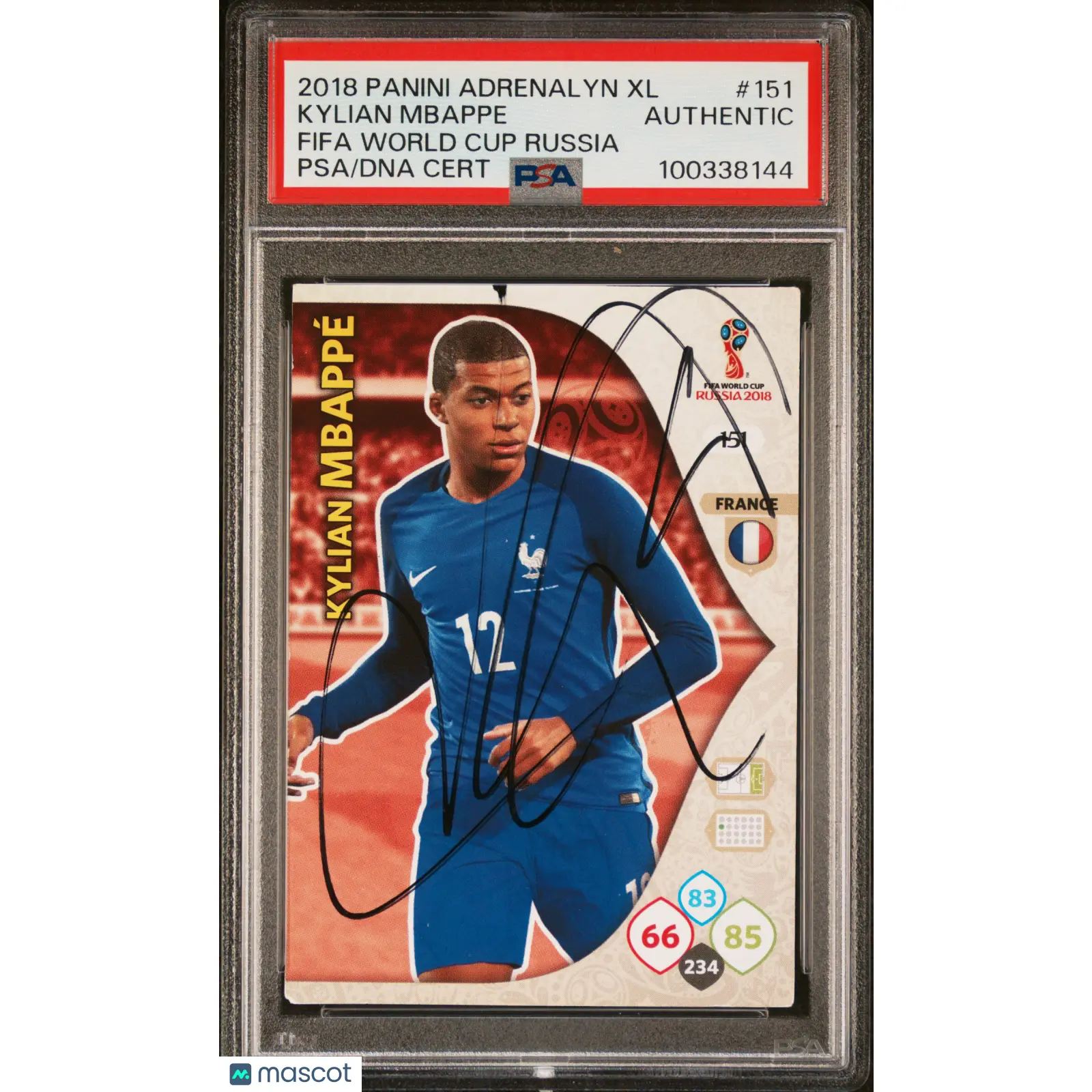 2018 Panini Adrenalyn XL World Cup Russia #151 Kylian Mbappe Signed Card PSA Aut