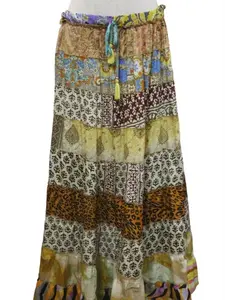 Patch Work Bohemian Skirt - Women's Casual Chic Patchwork Design Skirt for Versatile Outfits - Womenswear, Bottom