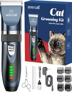 Oneisall Quiet Cat Clippers for Matted & Long Hair, 2-Speed Cordless Pet Shaver Grooming Kit for Cats, Small Dogs & Animals (Blue) oneisall
