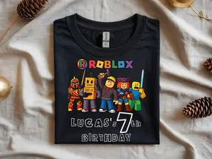Personalized Roblox Birthday Shirt, Family Matching Video Game Birthday Tees for Kids