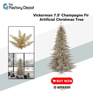 Vickerman 7.5' Champagne Fir Artificial Christmas Tree - Unlit - Faux Champagne Christmas Tree - Seasonal Indoor Home Decor - Reliable and Durable - Festive Gold Christmas Tree