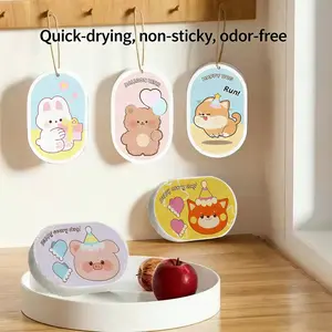 Cute Compressed Kitchen Sponges for Household Use Quick-drying Non-sticky Odor-free Zero Scratch Scrub Dish Sponge Dual Sided Multipurpose Cleaning Sponges for Dishes Kitchenware Dishwashing Brushes Save Space