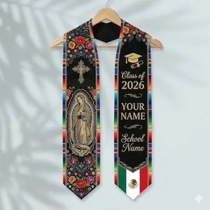 Personalized Mexican Graduation Stole 2026, Virgen de Guadalupe Floral Sash, Custom Name School Stole, Mexican Grad Gift Graduation Stole
