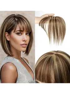 Human Hair Toppers With 2 Clips 5x9cm Invisible Lace For Women Natural look Hair Toppers With Bangs For Thin Hair One Piece Toppers 5x9cm Base Natural Looking Hair