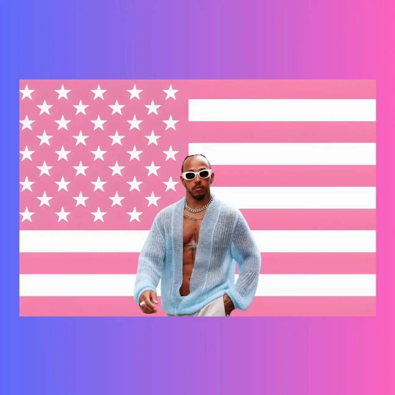 Lewis Hamilton Pink American Flag Tapestry | F1 Racing Legend Fashion Wall Art | Motorsport Fan Gift | Bedroom Decor