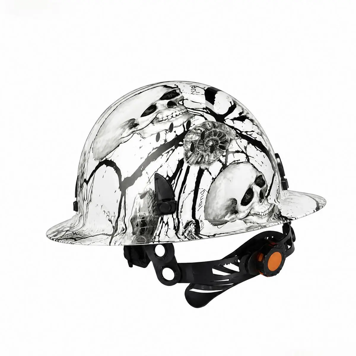 OSHA Certified Carbon Fiber Full Brim Safety Helmet, 6-Point Ratchet Suspension System with Chin Strap, Vented Breathable Industrial Construction Hard Hat, Unisex for Men & Women