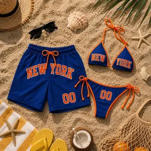 American Flag Couples Swimwear | Matching Swimsuits for Couples | 4th of July Bikini and Swim Trunks Set | Independence Day Beachwear