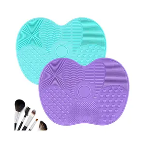 2 Pcs Silicone Make Up Brush Cleaning Mat, Makeup Brush Cleaner Mats, Cosmetic Cleaning Pads, Portable Washing Tool with Suction Cup for Makeup Cosmetic Brushes