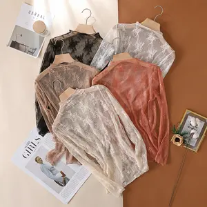 New High end Lace Bottom Shirt for Women Tight Long Sleeve Mesh Top Sexy Interior Small Shirt