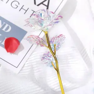 24K Luminous Gold Rose Flower Set Handmade Plastic Bouquet for Valentine's Day Birthdays Gifts for Girlfriends Wives Elegant Vibrant Design Lightweight Non-Fading valentine gifts