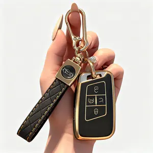 Compatible with VW Volkswagen Tiguan Taos Atlas Jetta Passat Arteon Atlas Cross Sport Golf Alltrack Smart 5 Buttons Key Fob Cover Case Key Chain Protector Keyless Entry Remote Holder