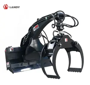 Landy Attachments Skid Steer Log Grapple Attachment, Rotate by Hydralic, Fits Universal Skid Steer Quick Attach