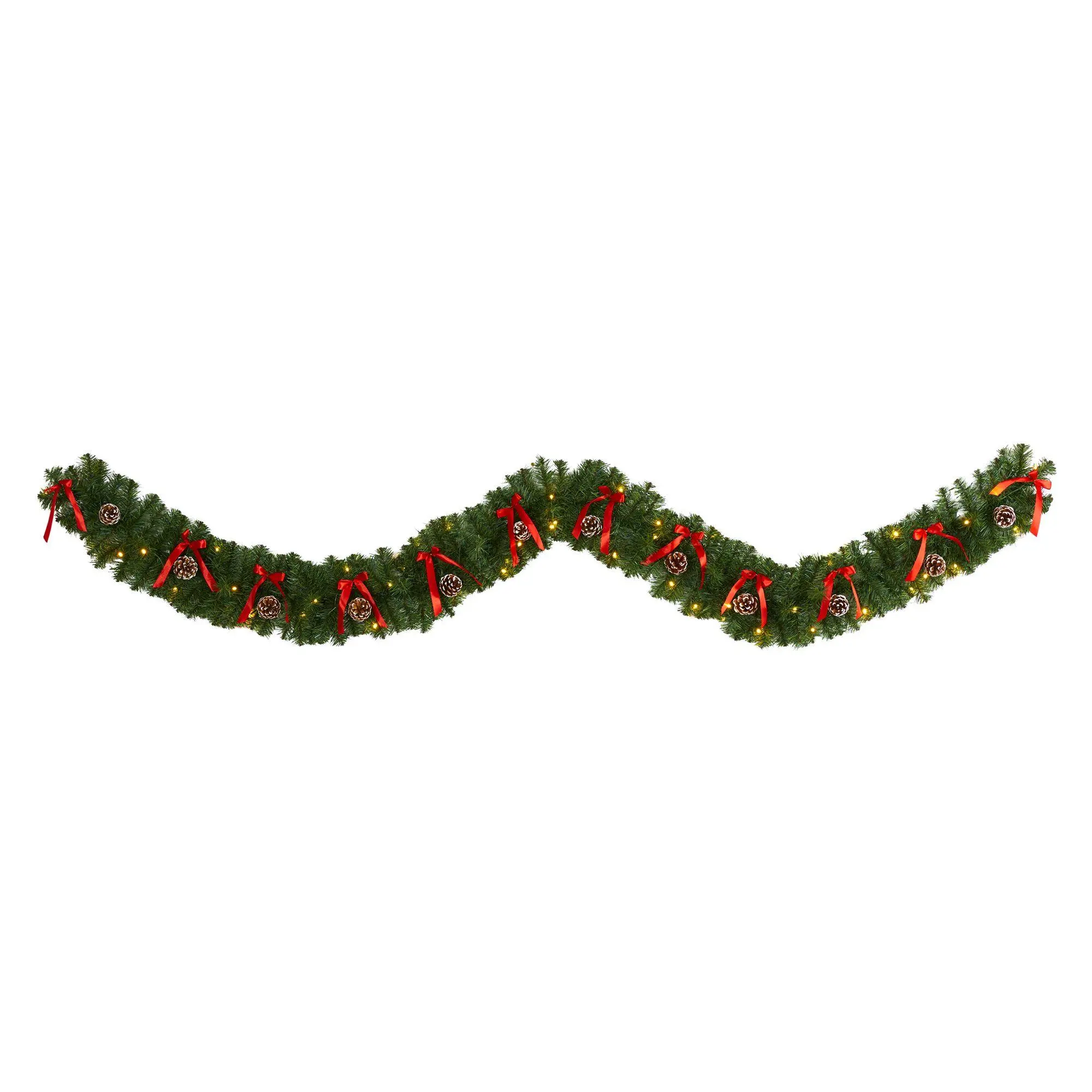 Nearly Natural 9' Bow and Pinecone Christmas Garland