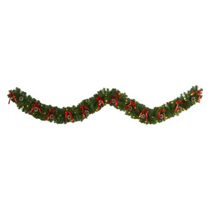 Nearly Natural 9' Bow and Pinecone Christmas Garland