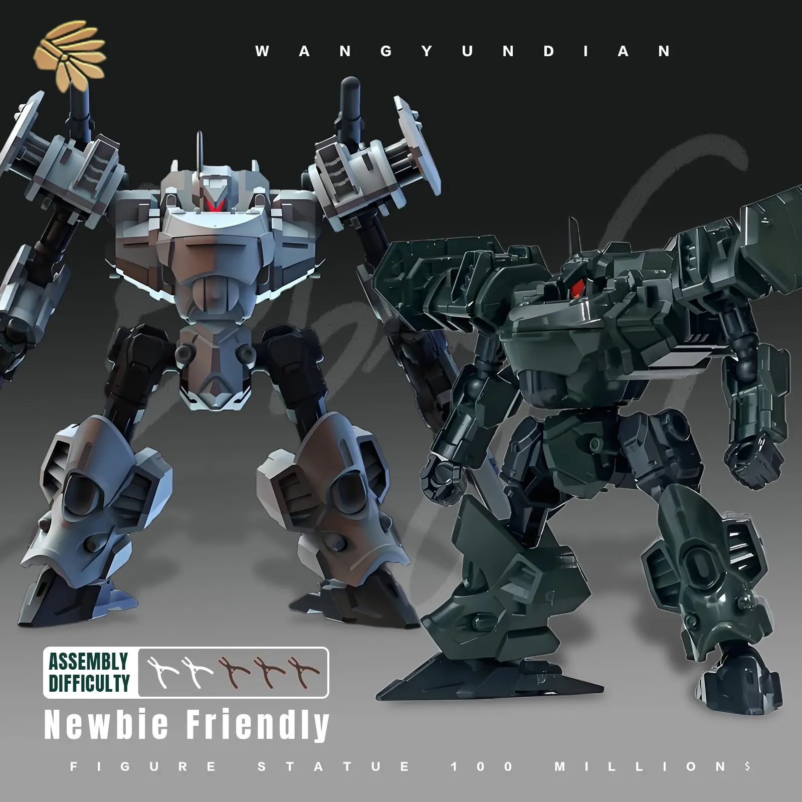 Chieftain Continent Mini Sci-Fi Mecha Model Kit, Jointed Model Kit, Mechanical Set, Model Building Kits, 3 Pack, Articulated Design, Beginner Friendly, Convenient Gift Idea for Collectors