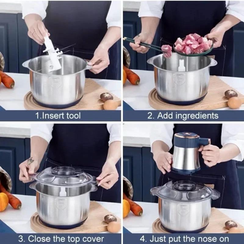 5L Electric Meat Grinders 304 Stainless Steel Food Crusher Vegetable Slicer SUS304 Meat Max