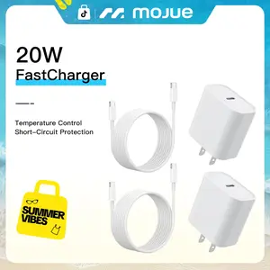 iPhone17/16/15 Charger, 20W Fast Charging Wall Charger Adapter Block Cubes with 6ft USB C to USB C Cable Data Sync Type C Cord for iPhone17Plus 17 Pro Max/16 Plus 16 Pro Max/15 Plus 15 Pro Max/iPad Pro Mini Air -2Pack