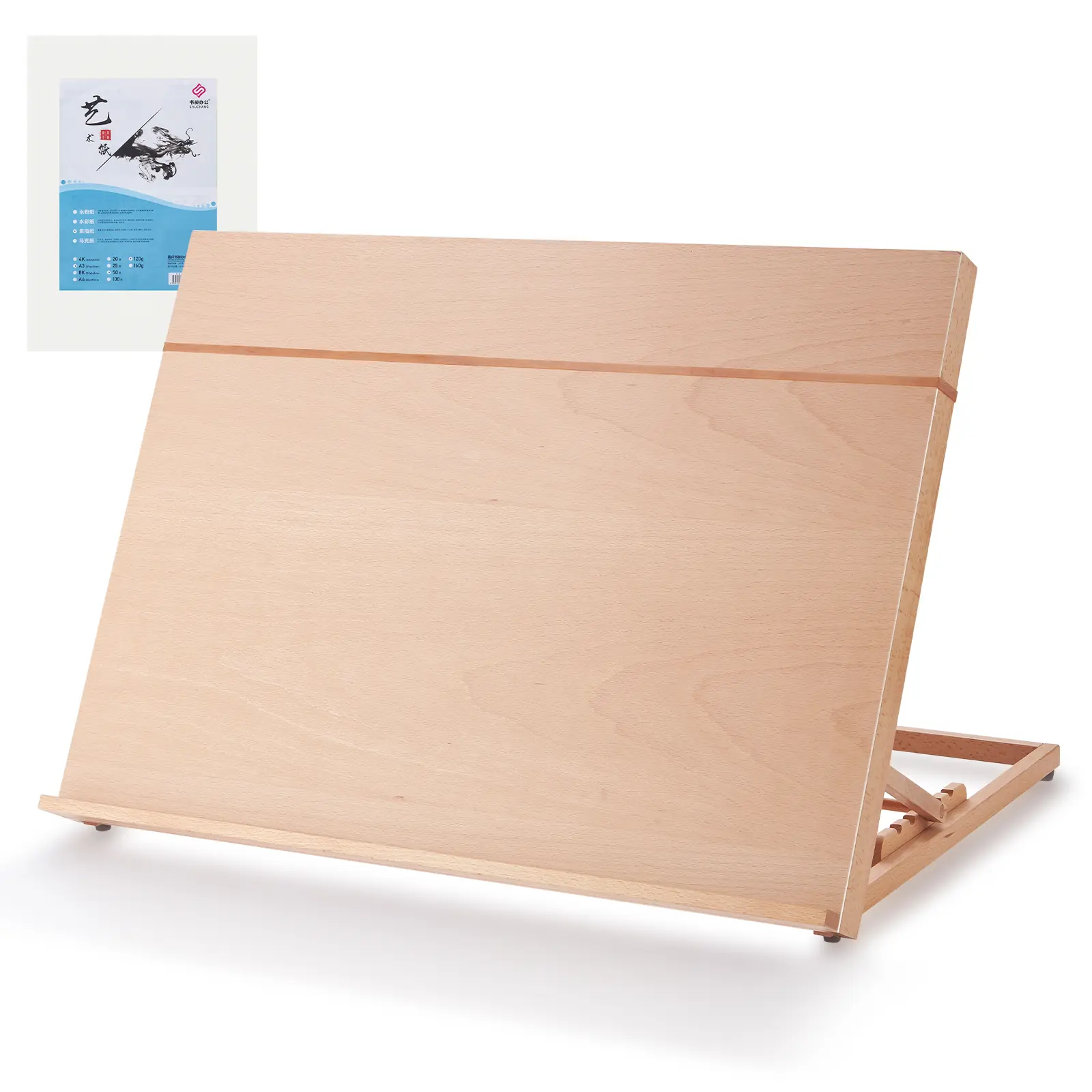 A2 Tabletop Easel 25.6"x18.9" Wooden Table Top Easel for Painting, Adjustable Wood Desktop Easel Drawing Board with A3 Sketching Paper