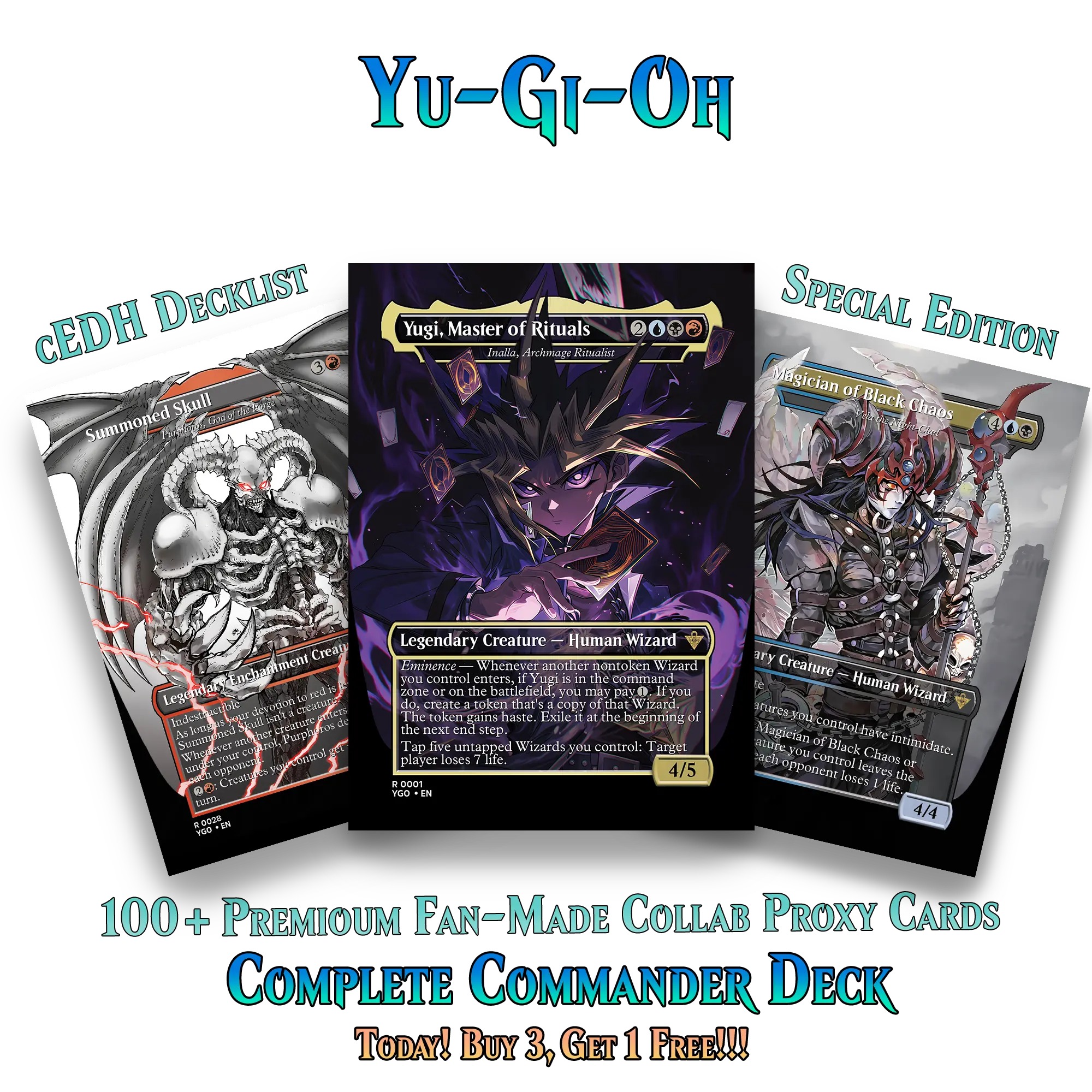 Yu-Gi-Oh Dark Magic MTG Proxy Commander Deck - 111 Cards