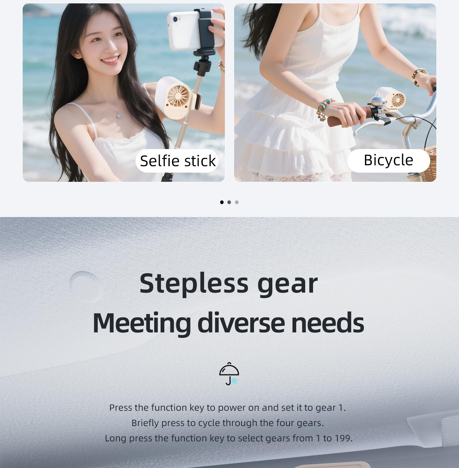 2026 Car Clip On Air Fan with Cooling Function, 199 Speeds Adjustable 360° Rotation, Portable LED Display USB Rechargeable Personal Cooling Fan for Summer Travel Outdoor Activities Cool Fan