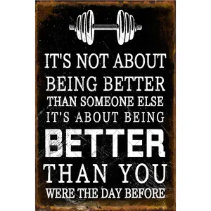 Noete Gym Metal Tin Signs 8x12 Inch, Vintage Fitness Wall Art Motivational Workout Poster for Gym, Home, Office, Garage & Man Cave Decor