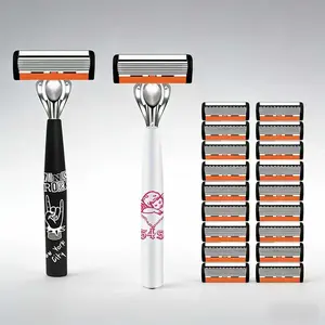 Men's Manual Shaver with Anti-Slip Design, Stainless Steel Blades, Multi-Pack, Essential Daily Grooming Tool for Face & Body