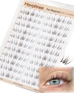 Brown Lash Clusters Natural Eyelash Extensions 9-10-11MM Short Wispy Cluster Lashes Extensions CC Curl Pre-Mapped Cat Eye Eyelash Clusters for Effortless Application