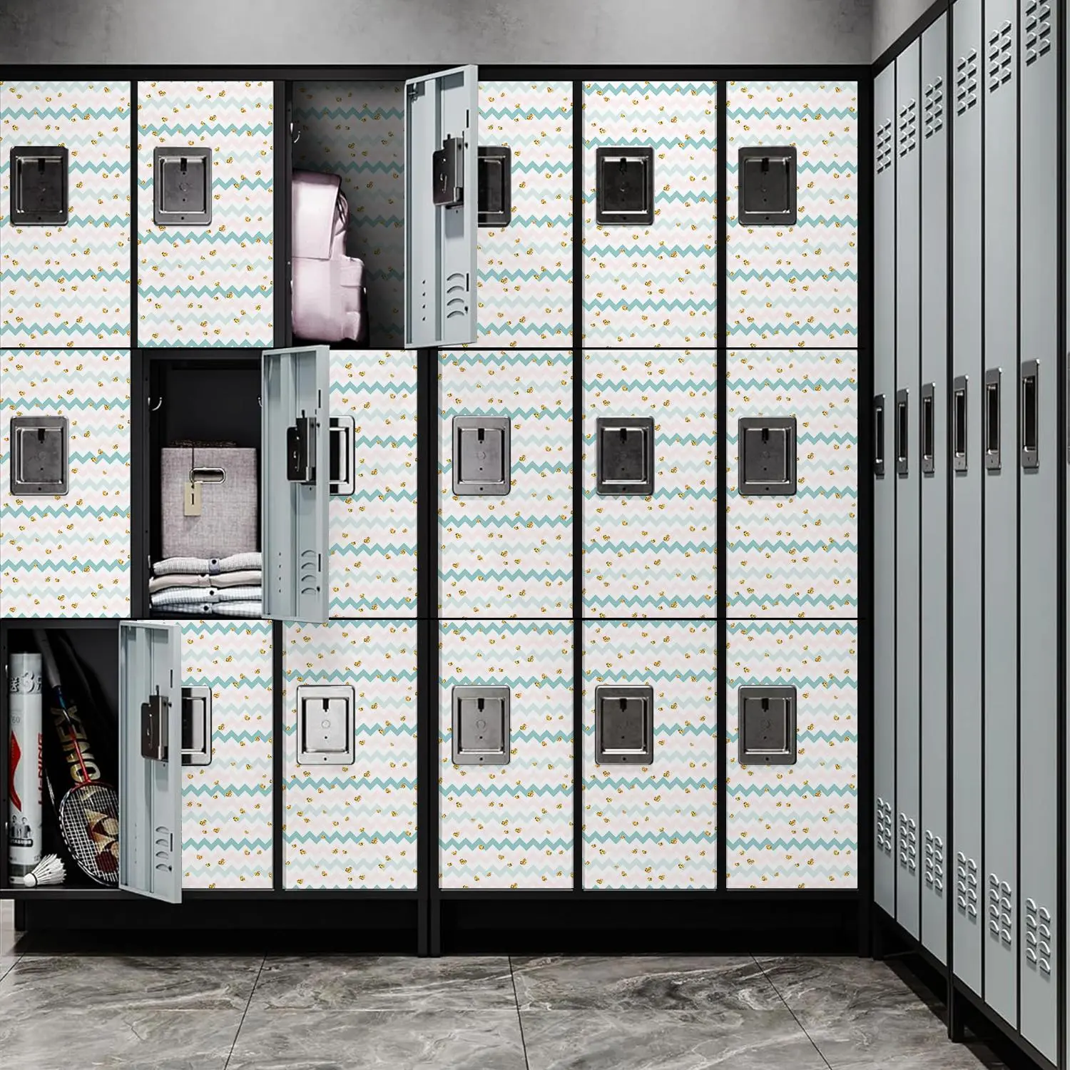 Locker Pattern Magnetic Wallpaper, 1 Set Removable Waterproof Locker Magnetic Wallpaper, Home Decor for School Office Wall, Room Decor