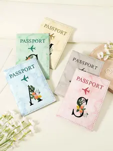 Fashionable Passport Case, Flat Pattern Multi Card PU Passport Cover with Twist Closure, Couple Passport Clip for Easy Storage of ID Cards
