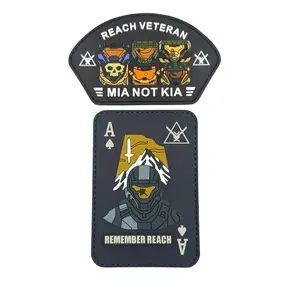 Reach 2 PC PVC Remember Reach Playing Card Noble Team Tactical Patch 3.5x2.5 Hook Fastener and Loop Patches