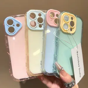 Luxury contrast candy-colored soft silicone airbag shockproof camera protection mobile phone case, suitable for iPhone16 15 14 13 12 ProMaxPlus, smartphone protective case Durable Protector