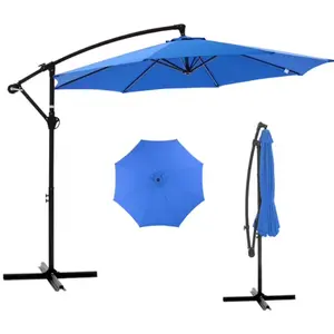Gianna Outdoor Patio Umbrella, 10ft Offset Hanging Patio Umbrella with Aluminum Stand, 8 Ribs, UV Protection for Pool Garden Backyard Market, Blue