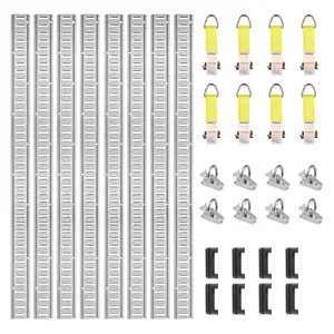【Father's Day gift】VEVOR E Track Tie-Down Rail Kit, 24PCS 5' E-Tracks Set Includes 8 Steel Rails & 8 O-Ring Anchors & 8 Tie-Offs with D-Ring, Versatile Securing Accessories for Cargo Motorcycles Bikes, 2000 lbs Load