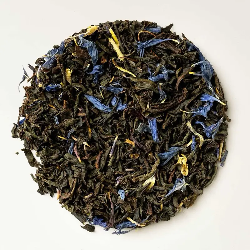 House of Espresso & Tea Earl Grey Crème de la Crème Tea - Premium Blend with Blue Floral Accents