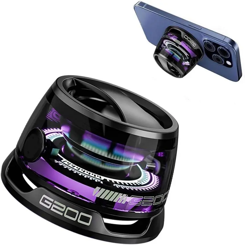 RGB Magnetic Bluetooth-compatible Speaker Lamp G200, Portable Mini Compact Rechargeable Speaker and Phone Stand for Camping and Desk Decor, Wireless Charging Included