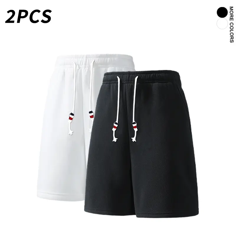 Men’s 2-Pack Baggy Drawstring Casual Shorts, Cotton Blend, Elastic Waist with Custom Drawstring, Menswear for Bwcasual Look, Style-Focused Streetwear for Everyday Wear & Workouts, Baggy Drawstring Men's Shorts